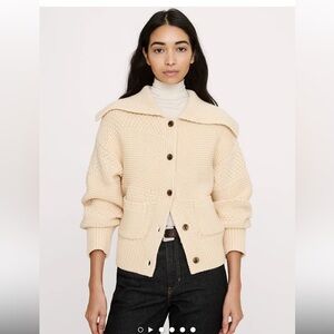 BANANA REPUBIC Cotton-Wool Cardigan Chunky Knit Cream Size XL Like new Fisherman